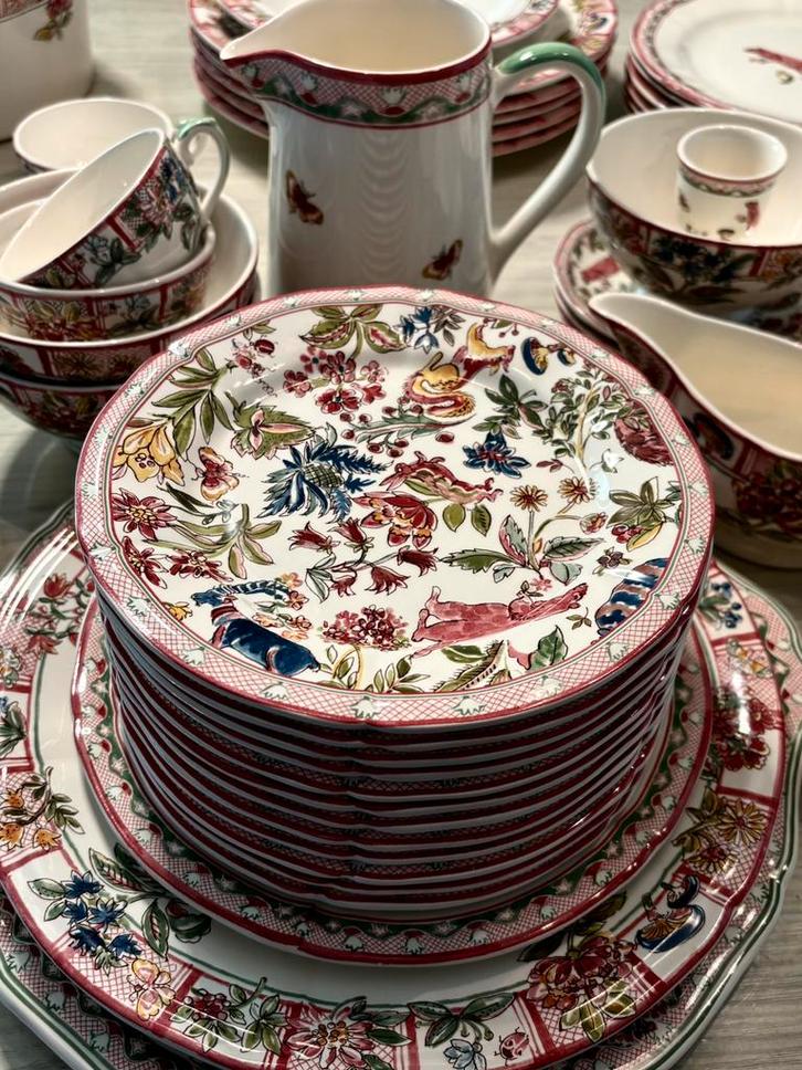 Assiette à dessert "Jardin imaginaire" Gien France, Antiek en Kunst, Antiek | Servies compleet, Ophalen of Verzenden