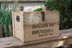 Retro antieke oude houten bak krat Distillerie Les Bruyères, Verzamelen, Ophalen of Verzenden