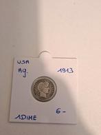 USA 1 dime 1913 AG geres 123456, Ophalen of Verzenden
