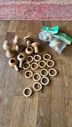 Anneaux et embouts en bois - tringle rideaux, Maison & Meubles, Ameublement | Rideaux & Stores à lamelles, Enlèvement, Utilisé