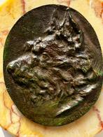 Domien INGELS Gent presse-papier hond bronzen plaque plaat, Ophalen of Verzenden