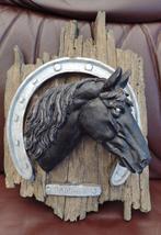 Wanddecoratie paardenhoofd met hoefijzer, Ophalen of Verzenden, Gebruikt