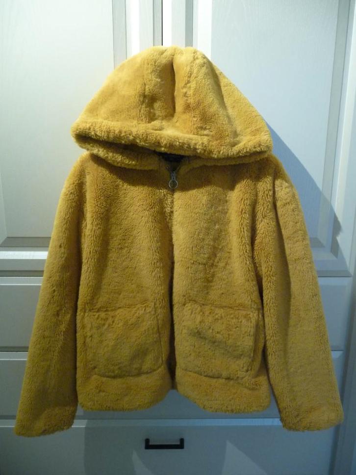 Fleece Fluffy Jas met capuchon, Kleding | Dames, Jassen | Winter, Gedragen, Maat 36 (S), Geel, Ophalen of Verzenden
