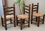 Lot vintage Charles Dudouyt Brutalist rieten stoel uit 1950, Antiek en Kunst, Ophalen