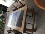 Eettafel met 4 lederen stoelen, Ophalen, Eikenhout, Zo goed als nieuw, Vijf personen of meer