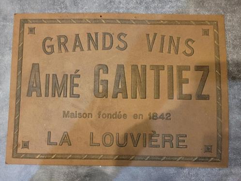 ancien carton publicitaire vins Aimé GANTIEZ la louvière, Collections, Marques & Objets publicitaires, Utilisé, Panneau publicitaire