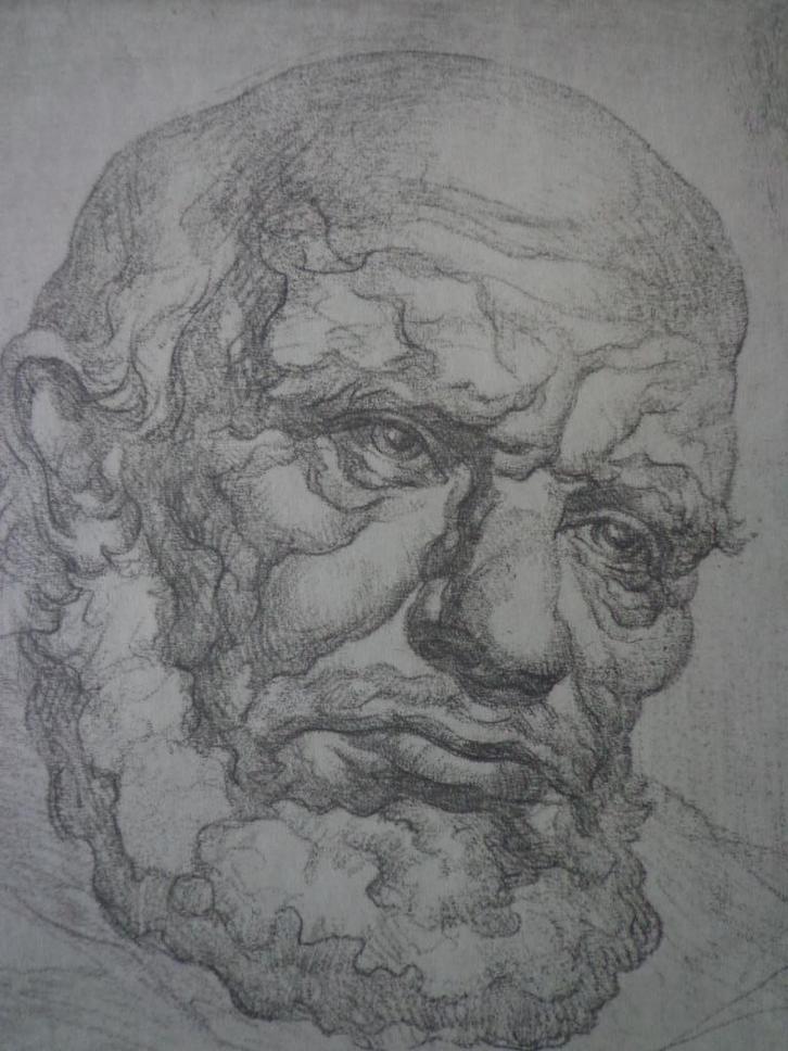 Typische ets Edmond Van Dooren Bebaarde man, Antiek en Kunst, Kunst | Etsen en Gravures, Ophalen of Verzenden