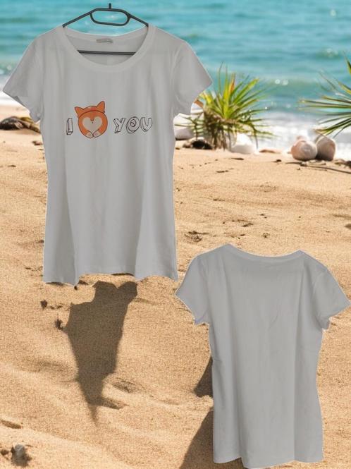 T-shirt strak getailleerd I love you XL, Kleding | Dames, T-shirts, Nieuw, Maat 46/48 (XL) of groter, Wit, Korte mouw, Verzenden
