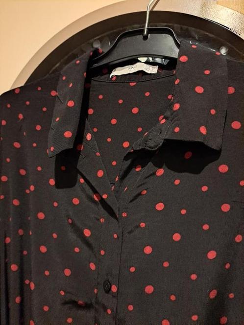 Mango hemdjurk mt S, polkadots, Kleding | Dames, Jurken, Zo goed als nieuw, Maat 36 (S), Zwart, Ophalen of Verzenden