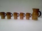 Aardwerk Bierkruik en 5 pullen met stempel, Antiek en Kunst, Antiek | Keramiek en Aardewerk, Verzenden