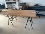 Massief houten tafelblad met schragen IKEA, Huis en Inrichting, Ophalen, Gebruikt