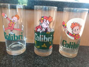 3 verres Spirou "Colibri" - Série complète (1999). beschikbaar voor biedingen