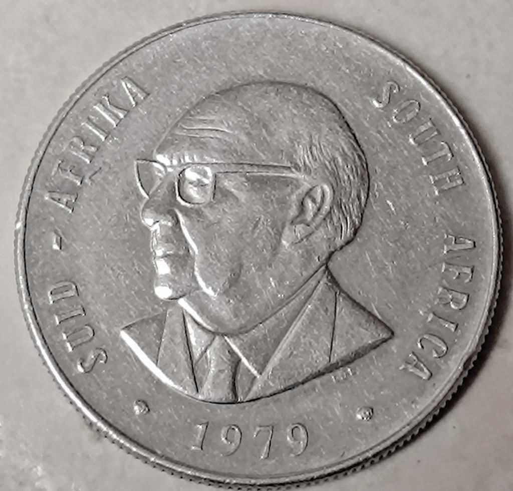 munt Zuid Afrika 1 rand 1979 : Nicolaas Johannes Diederichs, Ophalen of Verzenden