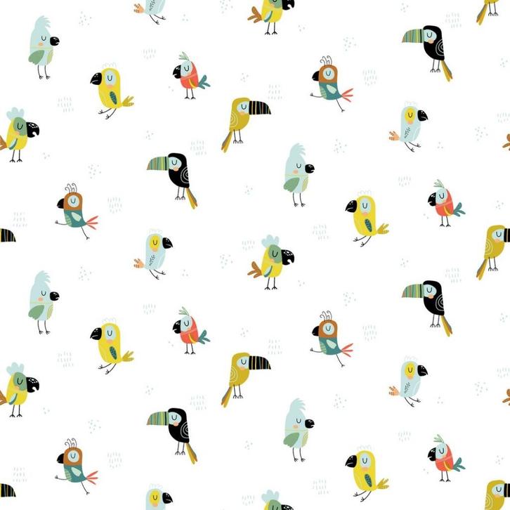 6242) 140x50cm katoen neushoornvogel wit, Hobby en Vrije tijd, Stoffen en Lappen, Nieuw, Katoen, 120 cm of meer, 30 tot 200 cm