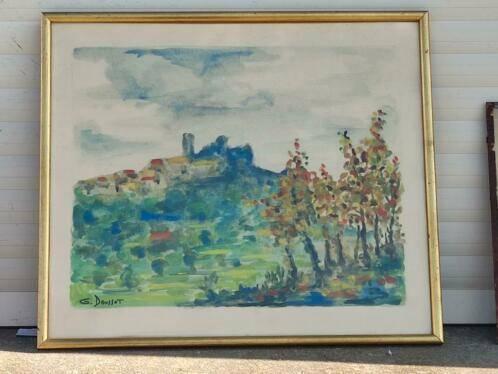 aquarelle paysage signe georges doussot, Antiquités & Art, Art | Peinture | Classique, Enlèvement ou Envoi