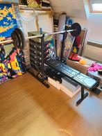 Halterbank + gewichten, Sport en Fitness, Fitnessapparatuur, Ophalen, Zo goed als nieuw