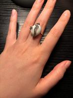 Zilveren ring met Parelmoer en Markasiet, Ophalen, Gebruikt, Dame of Heer, Zilver