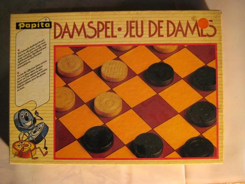Damspel - PAPITA (Vintage), Hobby en Vrije tijd, Gezelschapsspellen | Bordspellen, Zo goed als nieuw, Een of twee spelers, Ophalen