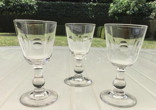 Set van 3 19de eeuwse Likeurglazen. Set/3€, Antiek en Kunst, Antiek | Glaswerk en Kristal, Ophalen