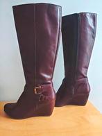 Bottes en cuir hautes bordeaux à talon compensés, Enlèvement ou Envoi, Comme neuf