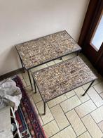 Trendy set bijzet tafels met mozaiek inleg, Moins de 45 cm, Métal ou Aluminium, Rectangulaire, Vintage