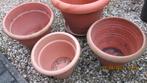 Pots (3) de fleurs brun., Kunststof, Tuin, Rond, Gebruikt