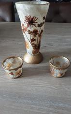 Vaas en 2 theelichthoudertjes, Ophalen of Verzenden, Nieuw, Glas, Minder dan 50 cm