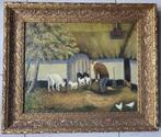 Schilderij boerderij met geitjes, Ophalen of Verzenden