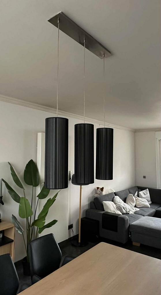 Driedelige hanglamp, Huis en Inrichting, Lampen | Hanglampen, Stof, Ophalen