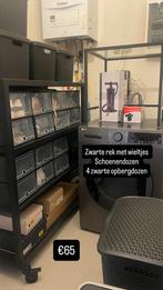 Rek met schiendozen en 4 grote opbergdozen, Huis en Inrichting, Ophalen