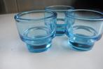 Waxinehouders glas blauw 3 stuks, Ophalen, Blauw