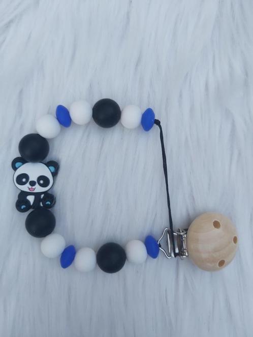 Speenkoord pandabeer zwart blauw, Kinderen en Baby's, Kraamcadeaus en Geboorteborden, Nieuw, Kraamcadeau, Verzenden