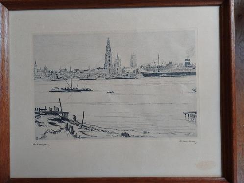 Isidoor van Mens  1890 - 1985  Ets  Antwerpen, Antiek en Kunst, Kunst | Etsen en Gravures, Verzenden