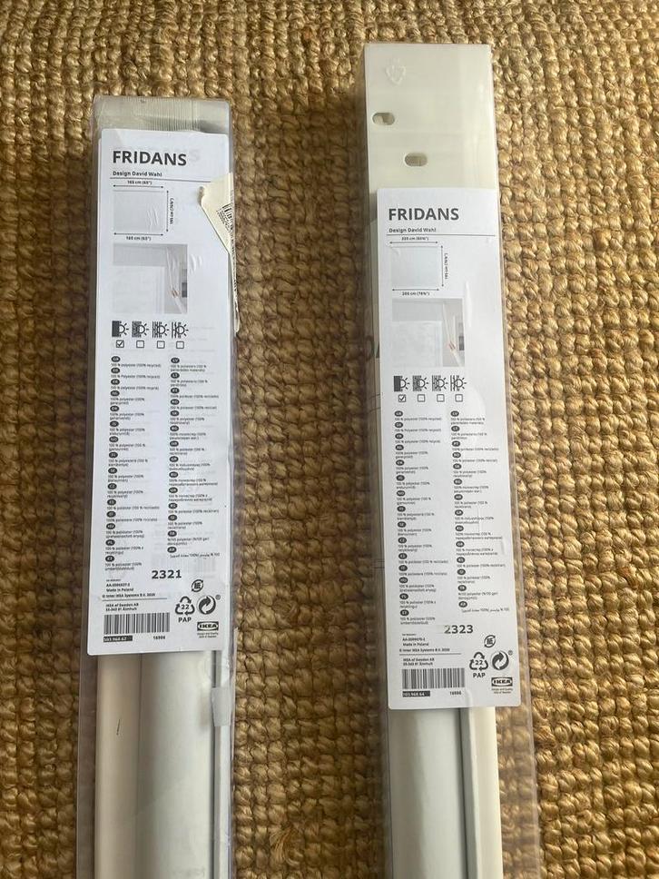 IKEA wit rolgordijn FRIDANS x2, Huis en Inrichting, Stoffering | Gordijnen en Lamellen, Nieuw, 150 tot 200 cm, 150 tot 200 cm