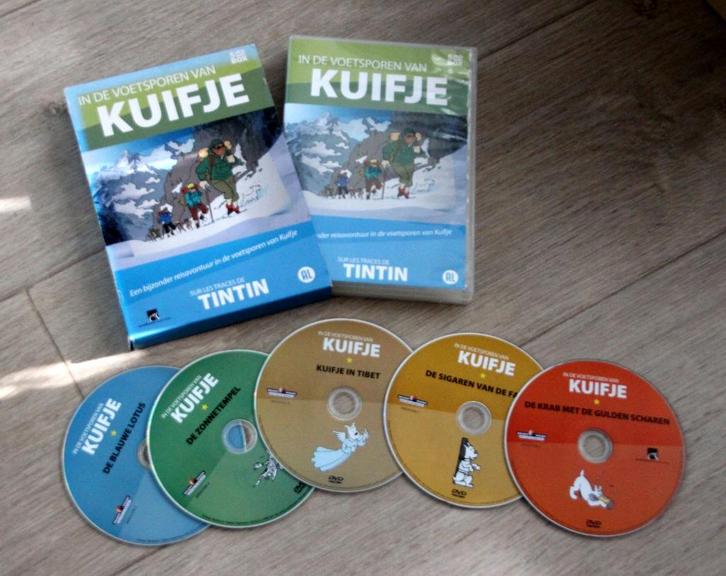 5 DVD Sur traces de Tintin In de voetsporen van Kuifje Hergé, Cd's en Dvd's, Dvd's | Tekenfilms en Animatie, Zo goed als nieuw