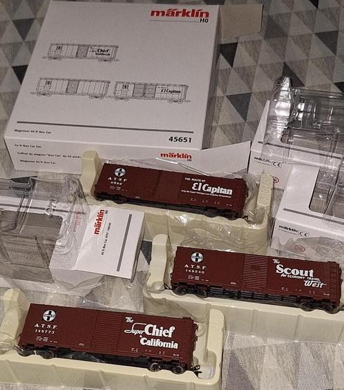 Märklin HO 45651 Box Car set "The Super Chief California", Hobby en Vrije tijd, Modeltreinen | H0, Zo goed als nieuw, Wagon, Märklin