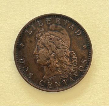 2 centavos Argentinië 1891 beschikbaar voor biedingen