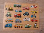 Twee houten vormenpuzzels met noppen - voertuigen en dieren, Enlèvement ou Envoi