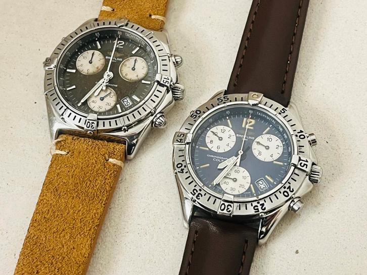 Lot 2X vintage Breitling horloge - Sirus & Colt Chronographe, Handtassen en Accessoires, Horloges | Heren, Gebruikt, Polshorloge