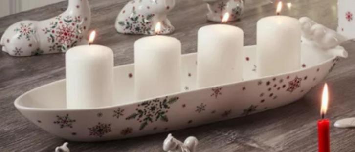 NIEUWE Villeroy & Boch kerst schaal met vogels kaarsenhouder, Diversen, Kerst, Nieuw, Ophalen of Verzenden