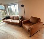 Zetel, Huis en Inrichting, Ophalen, Zo goed als nieuw, Stof, Cognac kleur