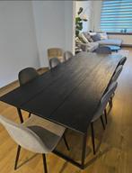 Eettafel zwart houten blad met metalen frame, Huis en Inrichting, Tafels | Eettafels, Ophalen, Zo goed als nieuw, Vijf personen of meer