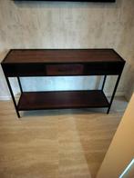 Wandtafel in mooi donker hout / ijzer combinatie., Ophalen, 100 tot 150 cm, Zo goed als nieuw, 25 tot 50 cm