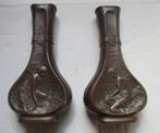 2 art nouveau vaasjes brons gepatineerd elfjes vrouwen, Antiek en Kunst, Verzenden, Brons