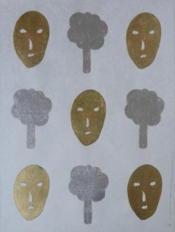 VLADIMIR MOSZOWSKI / FACE - TREE - FACE / ORIGINEEL 89x69cm beschikbaar voor biedingen