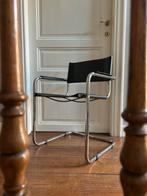 Vintage Bauhaus-stoel | Zwart leer & chroom, Ophalen, Gebruikt, Zwart, Bureaustoel