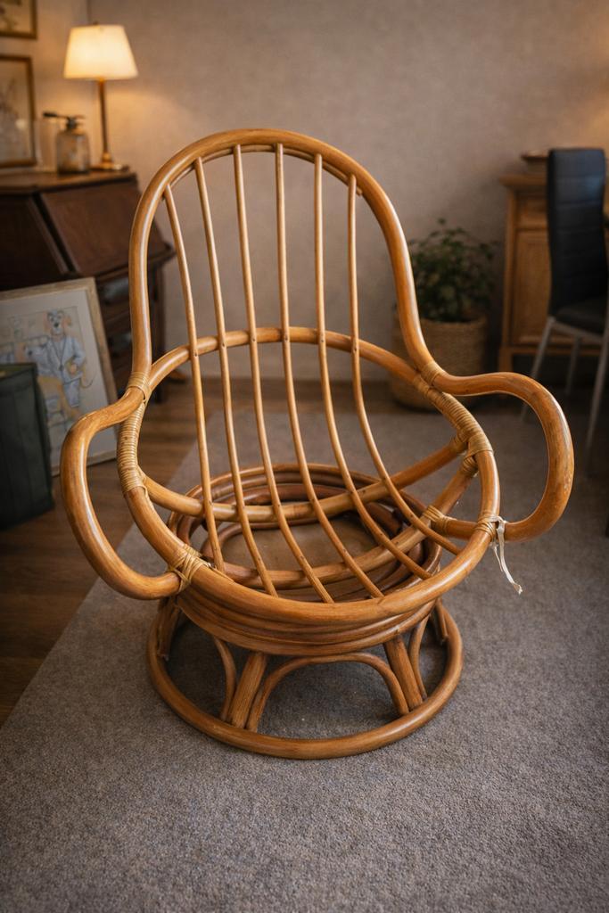 Vintage rotan fauteuil, Antiquités & Art, Antiquités | Meubles | Chaises & Canapés, Enlèvement