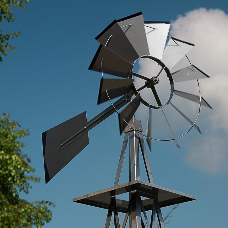 Uniek Grote USA-Design Windmolen Kogelgelagerd! 2.50m Zilver, Tuin en Terras, Windwijzers en Windmolens, Nieuw, Ophalen of Verzenden
