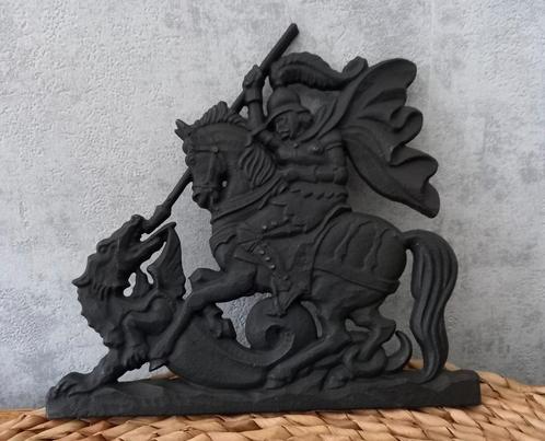 Ornament in Gietijzer - Sint-Joris en de Draak - Zie Tekst, Antiek en Kunst, Curiosa en Brocante, Ophalen of Verzenden