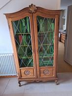 oude boekenkast met vitrine, Enlèvement, Utilisé, Chêne, Avec tablette(s)